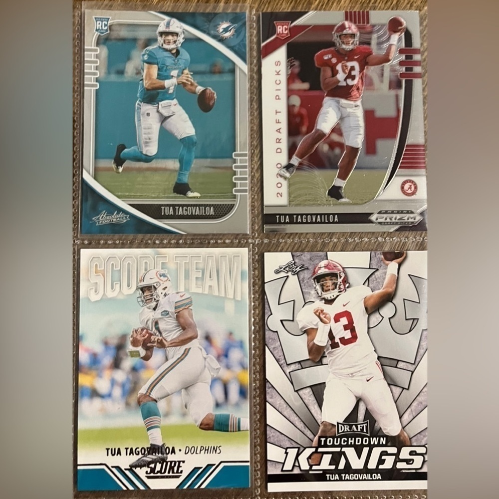 🏈 Tau Tagovailoa, Quarterback Miami Dolphins, 4 NFL Trading Cards
